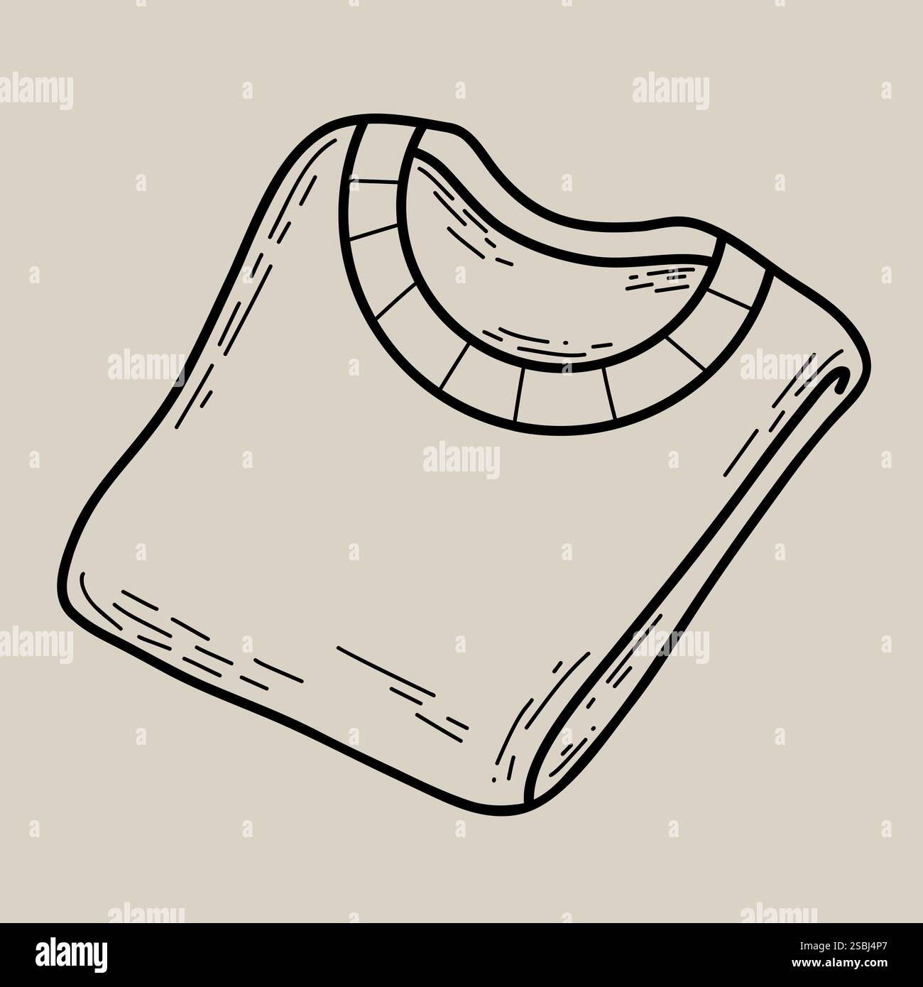 T-shirt retroussé. linéaire dessiné à la main. Dessin de vêtements de chandails pliés. Illustration vectorielle. Illustration de Vecteur