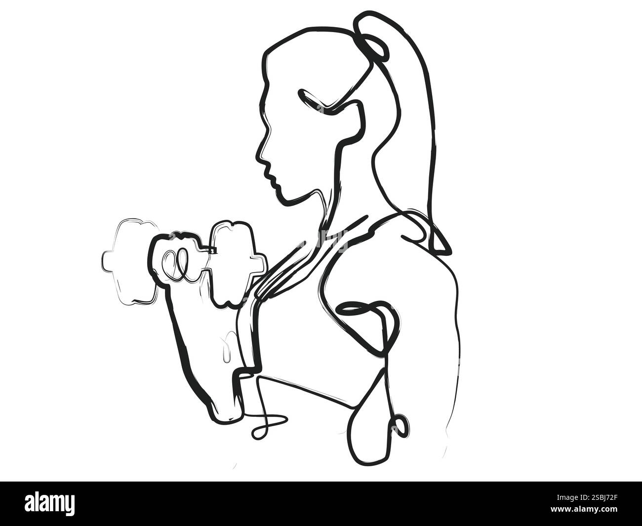 Femme sportive soulevant des haltères pendant une session d'entraînement, mettant en valeur la force et le dévouement Illustration de Vecteur