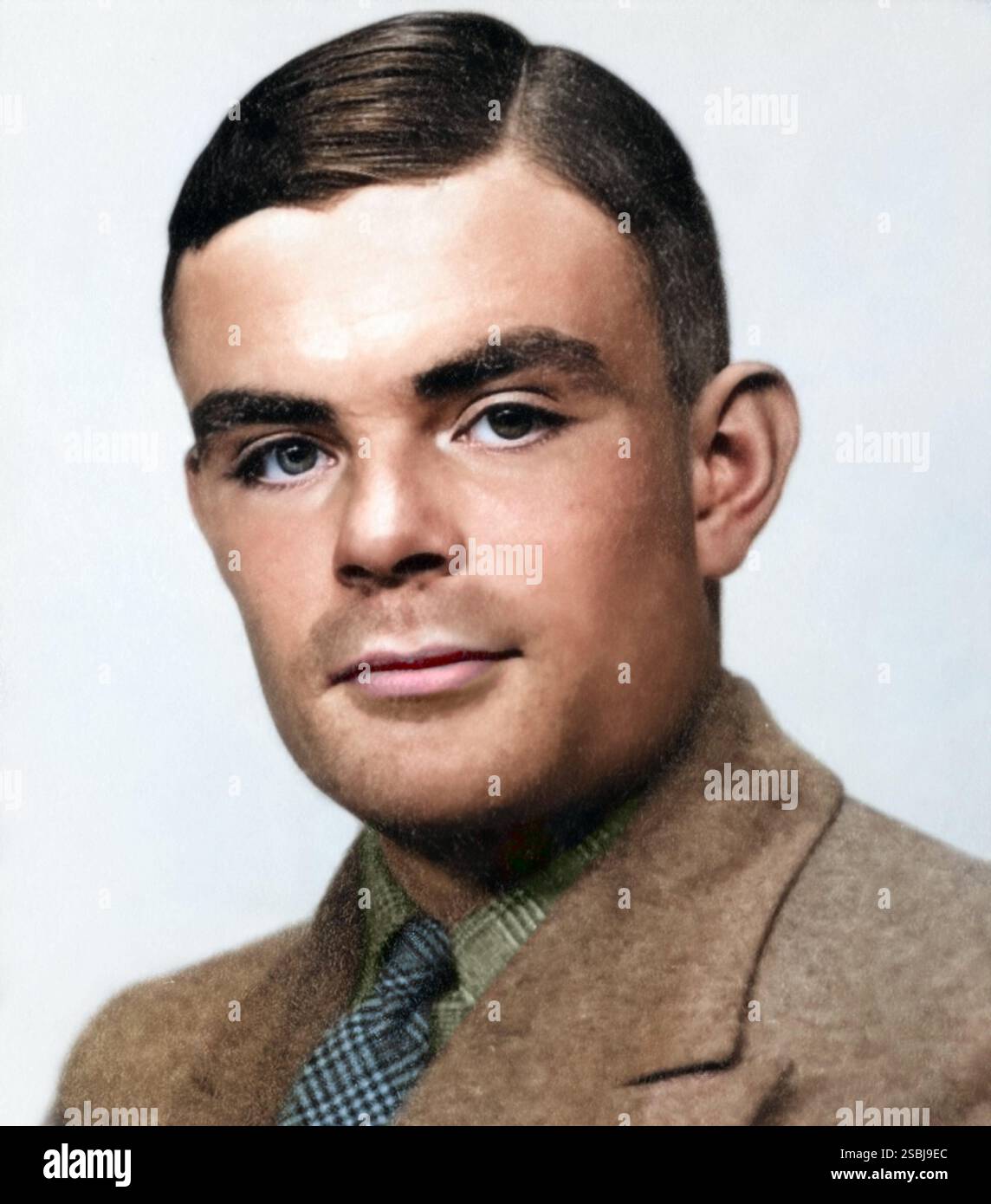 Alan Turing (1912-1954) était un mathématicien anglais, logicien, cryptanalyste et informaticien. Colorisé. Banque D'Images