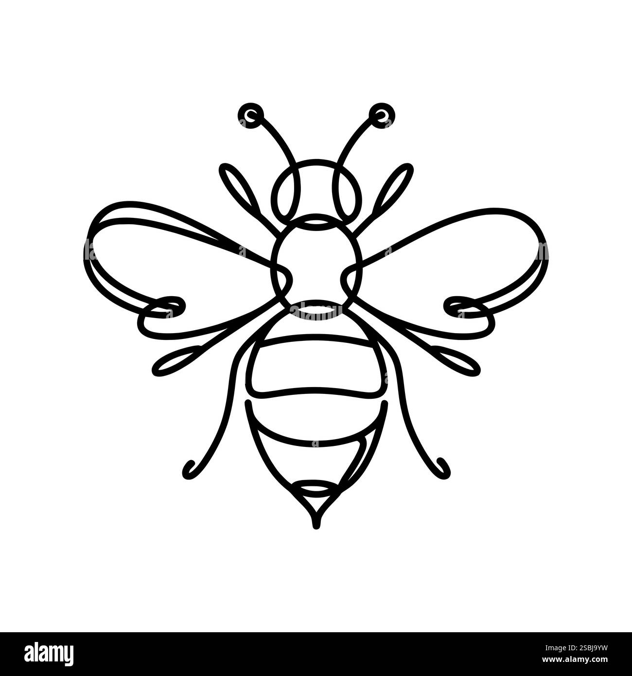 Icône d'abeille linéaire isolé sur fond blanc. Symbole d'abeille noire. Illustration vectorielle Illustration de Vecteur
