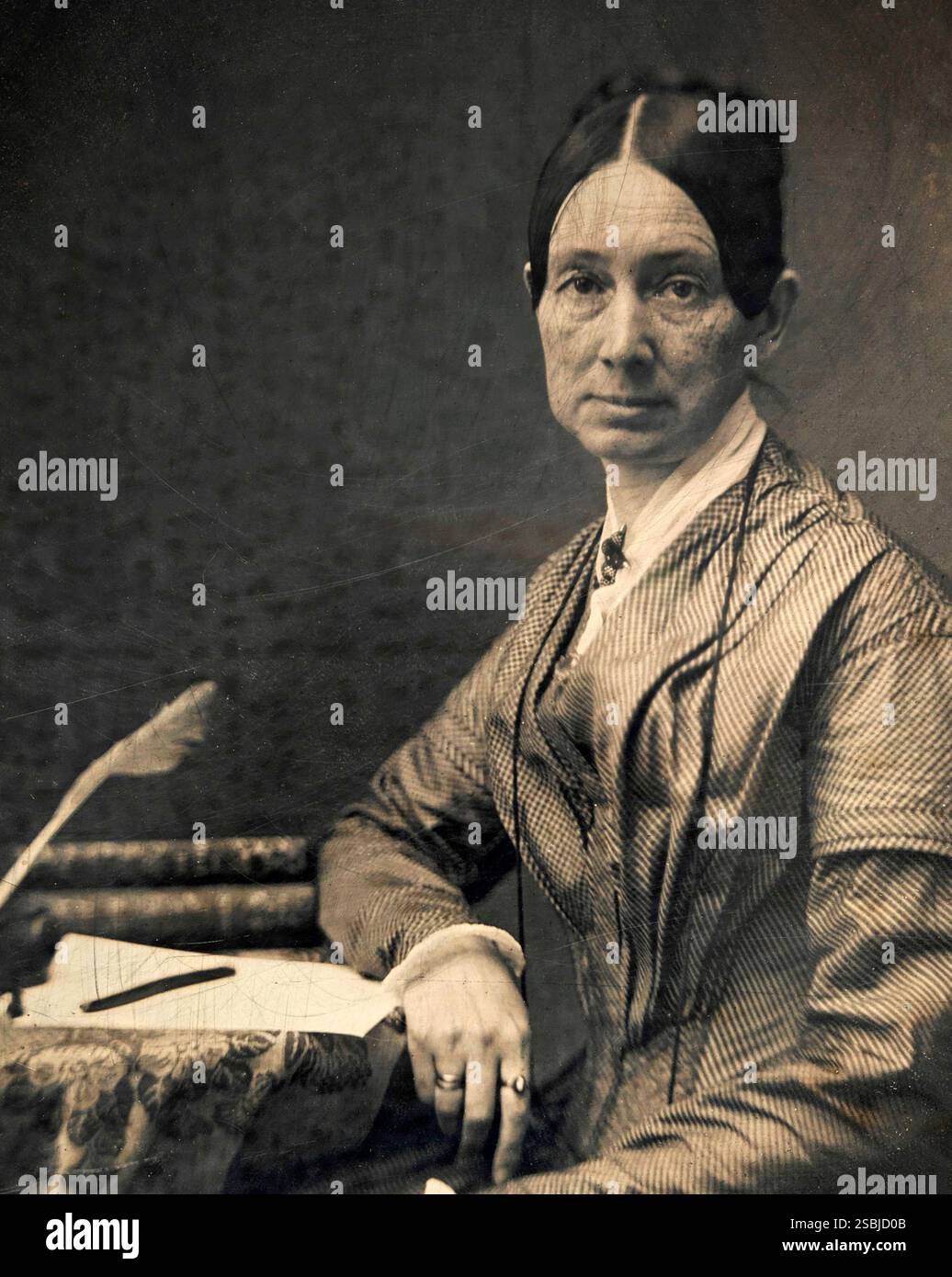 Dorothea dix (1802-1887) était une avocate américaine au nom des malades mentaux indigents qui, grâce à un programme vigoureux et soutenu de lobbying auprès des législatures des États et du Congrès des États-Unis, a créé la première génération d'asiles mentaux américains. Daguerréotype, c. 1849. Banque D'Images