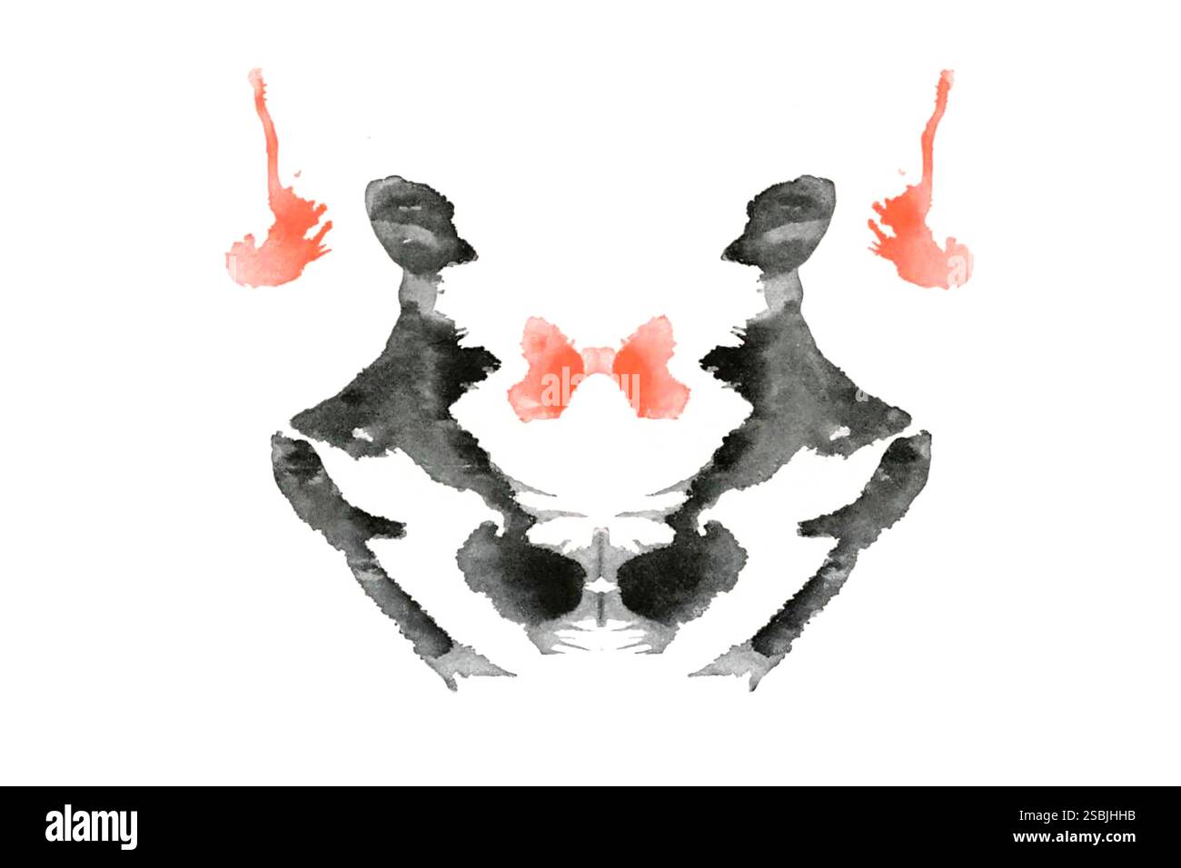 Troisième carte présentée dans le test de Rorschach, un test psychologique développé dans les années 1920 dans lequel les perceptions et les réponses d'un patient à une série de taches d'encre abstraites sont enregistrées et analysées par un psychologue. Banque D'Images