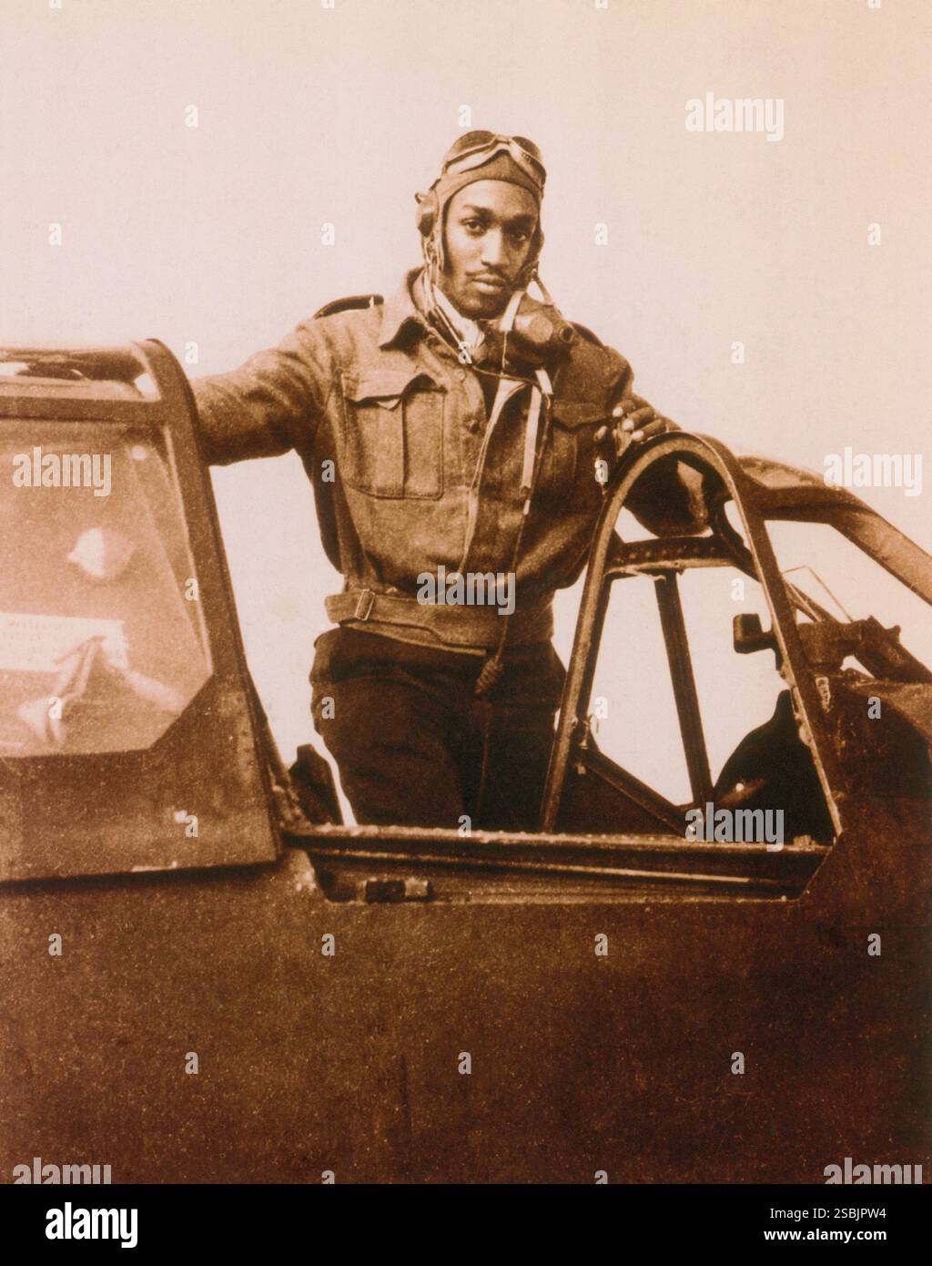 Pilote de chasse noir, seconde Guerre mondiale. Banque D'Images