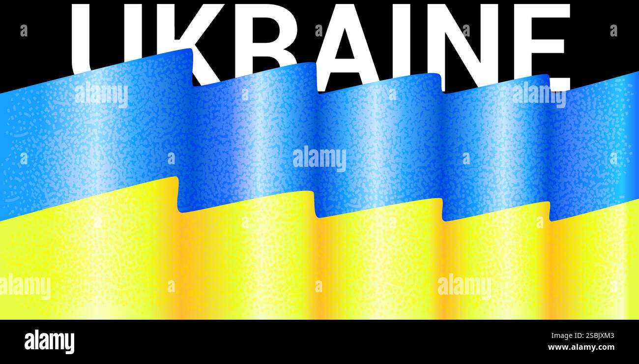Drapeau vectoriel de l'Ukraine avec une texture sur un écran noir. Illustration de Vecteur