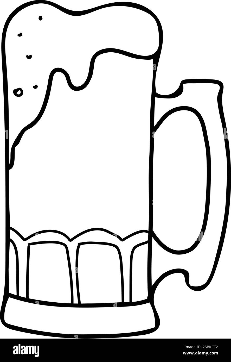 Tasse à bière. Boisson froide avec mousse. Symbole de la fête de Patrick et boisson allemande traditionnelle de l'Octoberfest. Vecteur graphique noir et blanc dessiné à la main Illustration de Vecteur