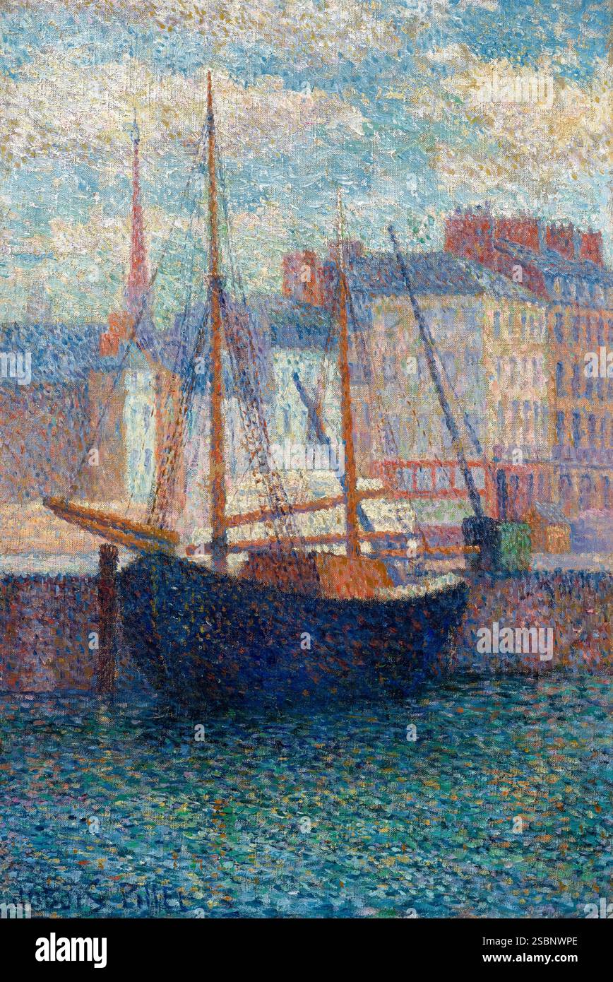 Albert Dubois-Pillet, voilier à quai, peinture à l'huile sur toile, 1886-1887 Banque D'Images