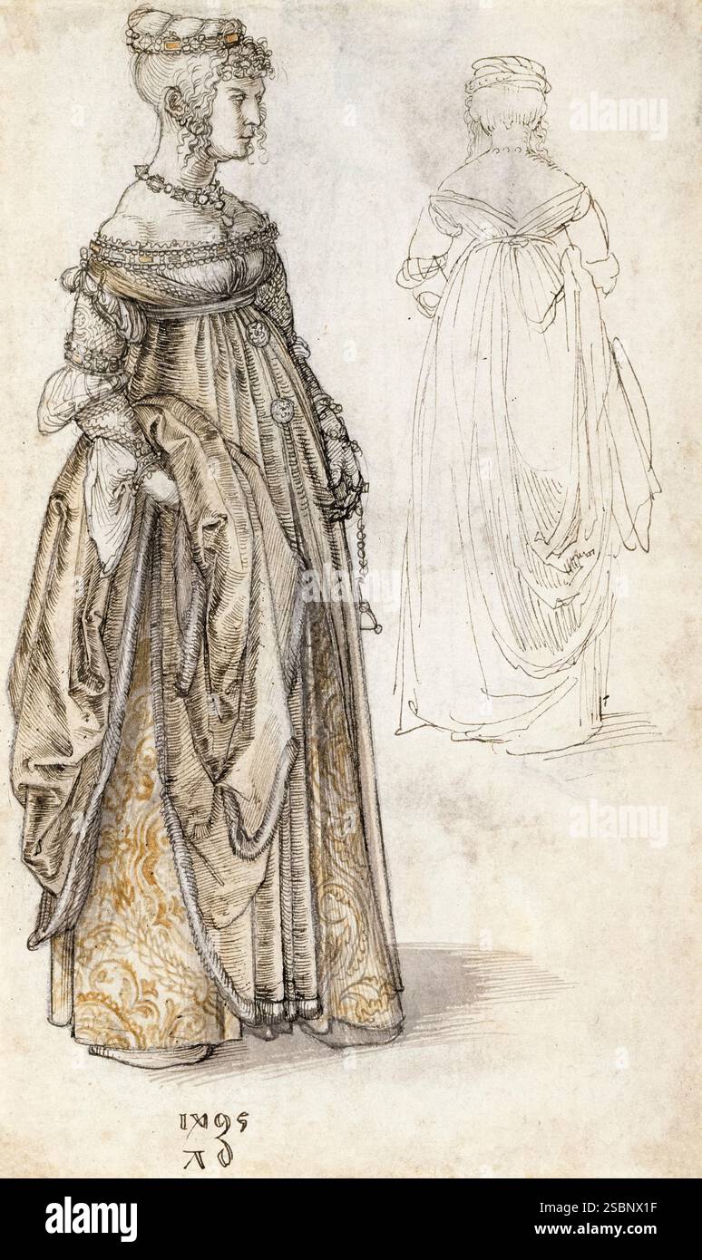 Albrecht durer, Venezianerin (femme vénitienne), portrait de la fin du XVe siècle dessiné à la plume et à l'encre avec lavage, 1495 Banque D'Images