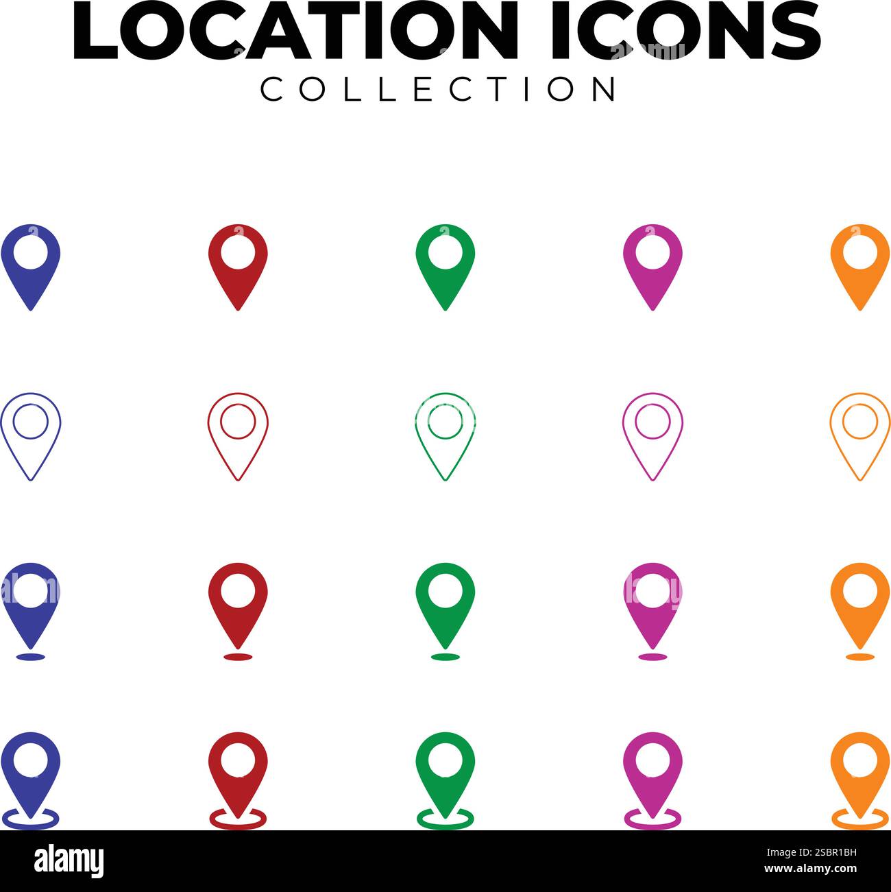 Mega Pack icônes de localisation Illustration de Vecteur