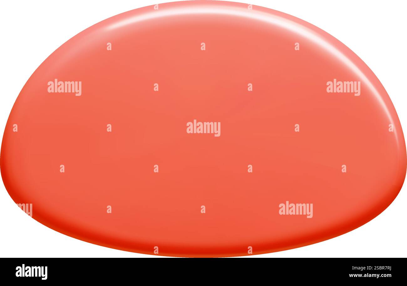 Plaque vectorielle rouge 3d avec surface ovale à gradient lisse et lueur polie. Illustration de Vecteur
