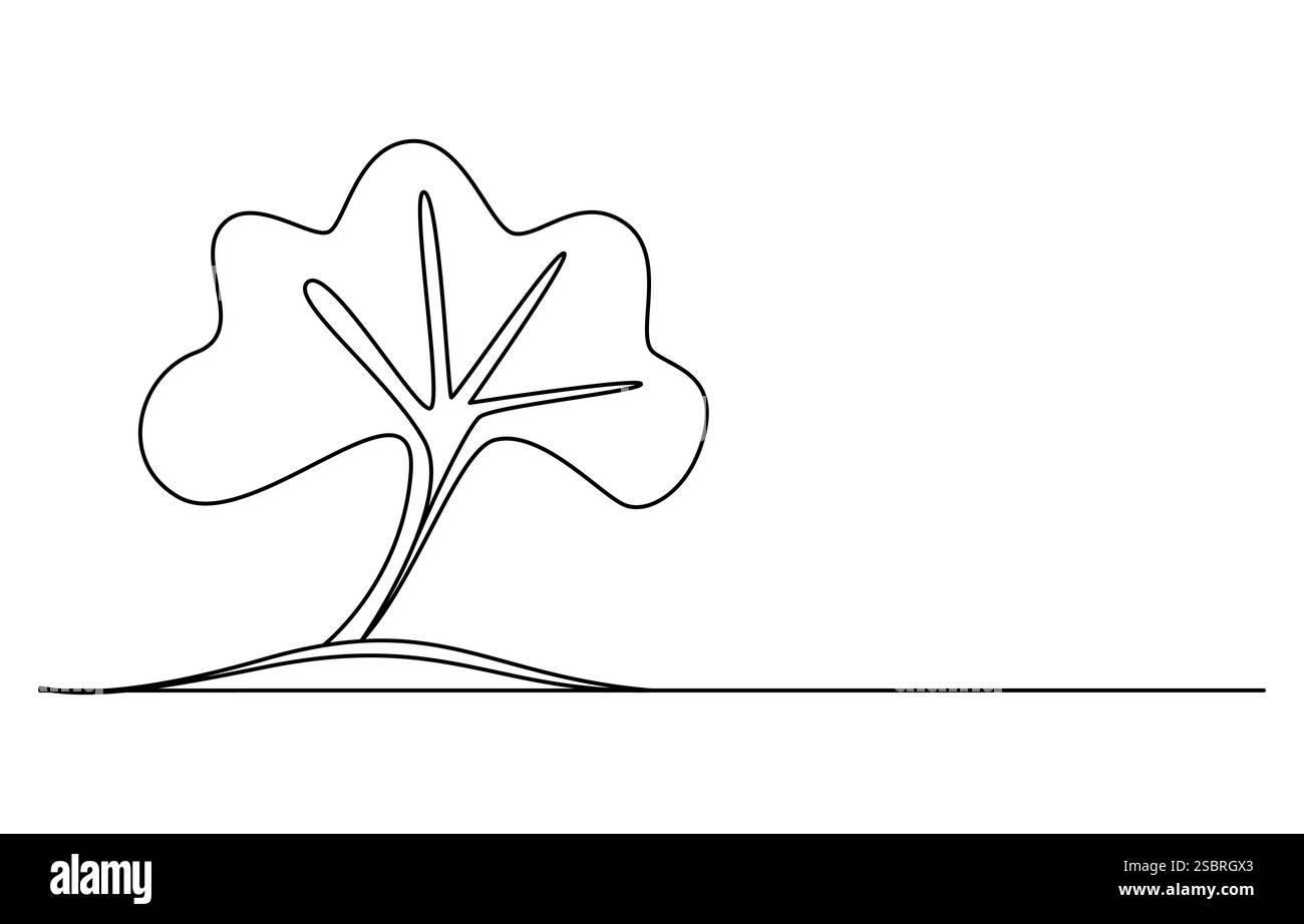 Ginkgo biloba dessin continu d'une ligne. Affiche minimaliste de botanique abstraite, illustration vectorielle de dessin de ligne simple continue de fleur de Ginkgo Illustration de Vecteur