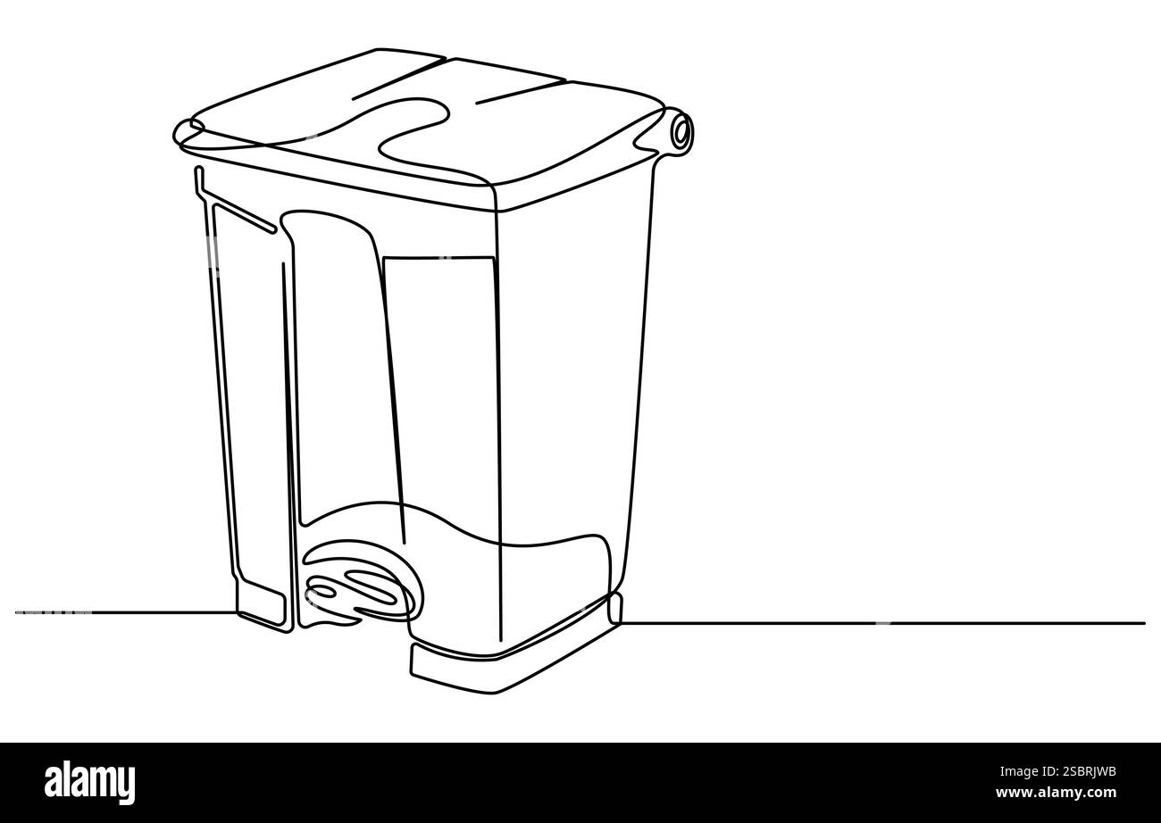 Une ligne dessinant le vecteur d'environnement propre de poubelle, un dessin de ligne continue de conteneur de poubelle. Poubelle à déchets de recyclage en plastique en linéaire simple Illustration de Vecteur