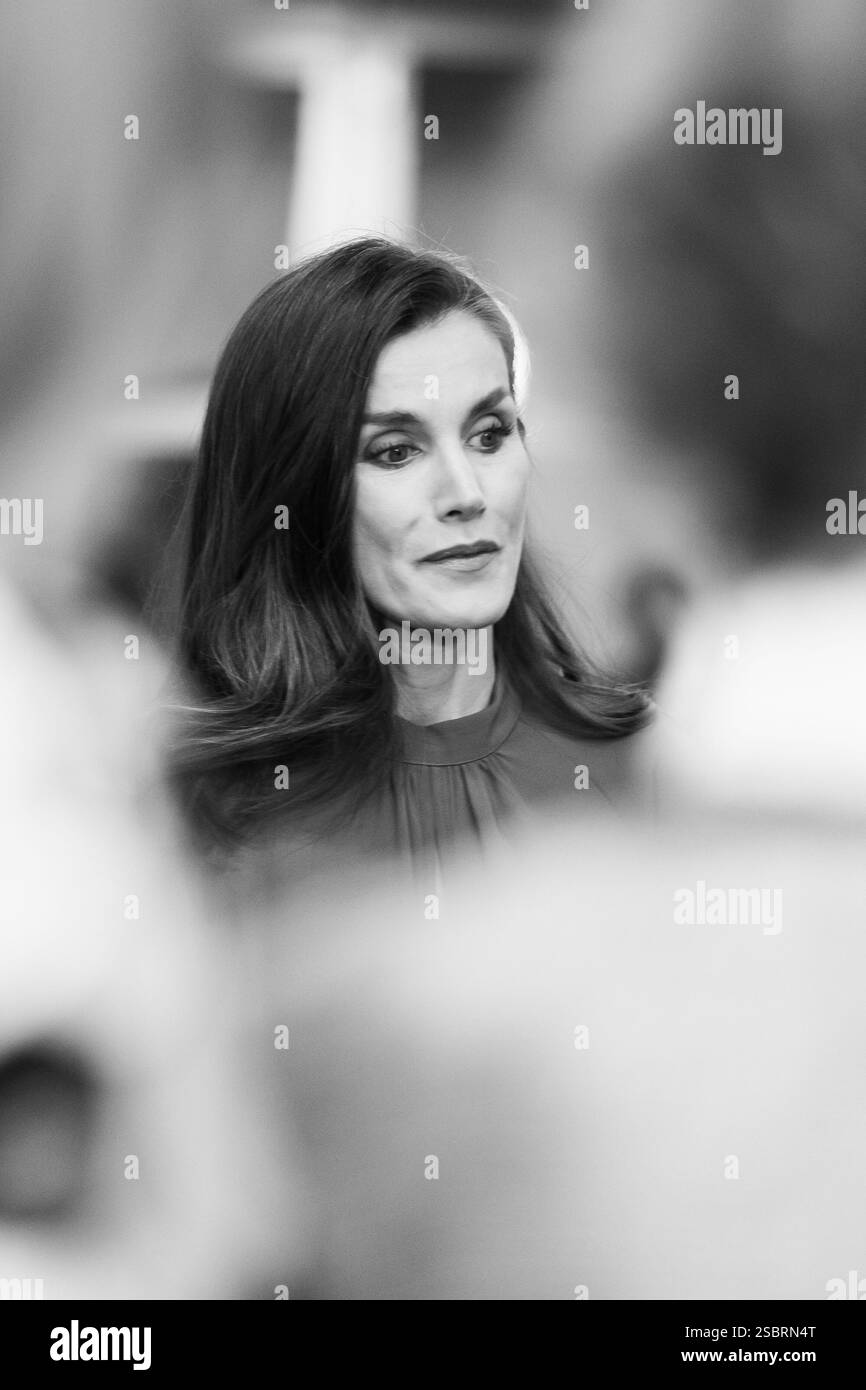 Madrid, Espagne. 04th Feb, 2025. La reine Letizia d’Espagne participe à l’événement institutionnel de la Journée mondiale contre le cancer 2025 à l’espace Rastro le 04 février 2025 à Madrid, Espagne. (Photo par Oscar Gonzalez/Sipa USA) crédit : Sipa USA/Alamy Live News Banque D'Images
