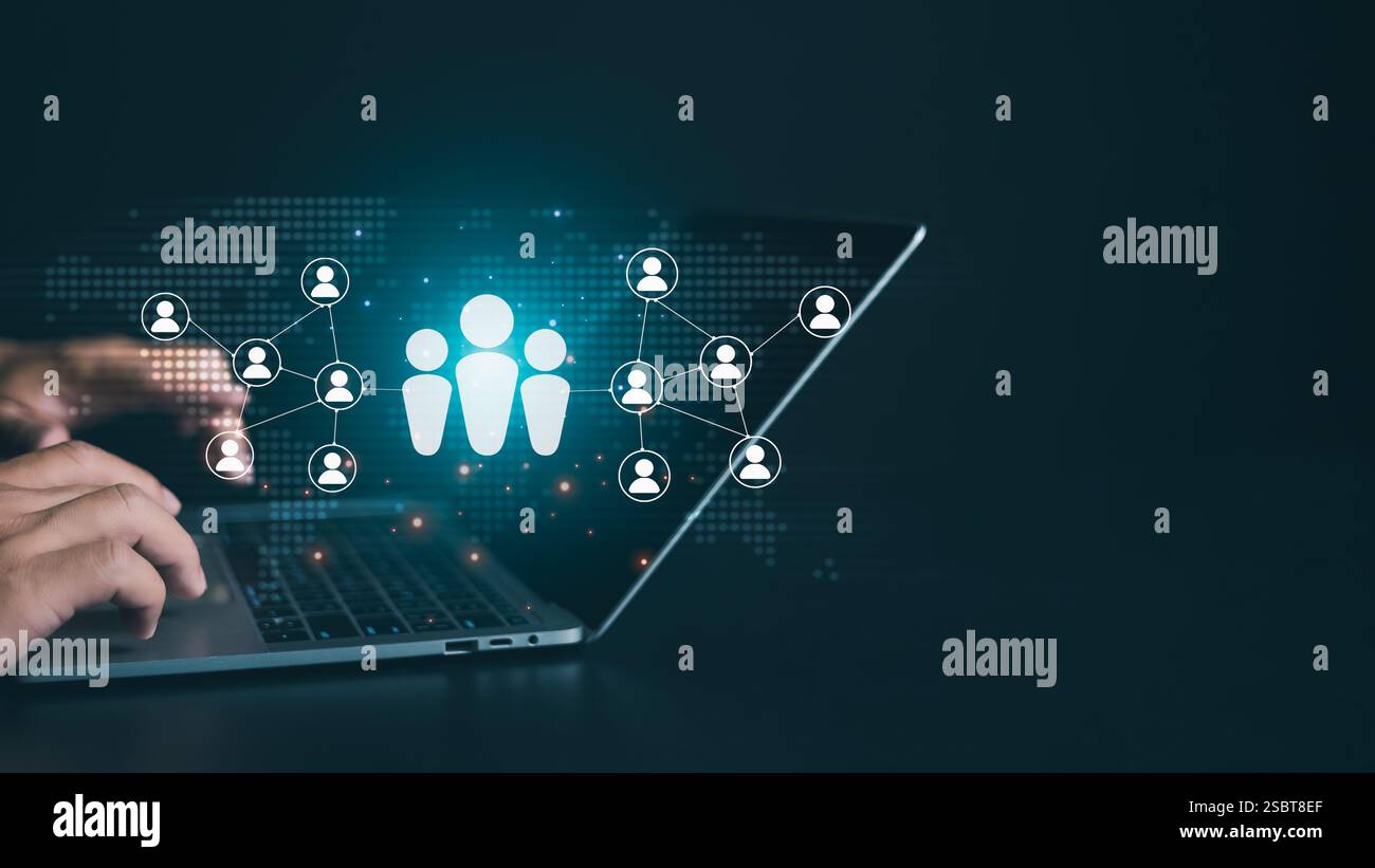 RH, concept métier de gestion du recrutement. Gestion des relations avec une structure globale. Ressources humaines. Gestion recrutement emploi Headhun Banque D'Images