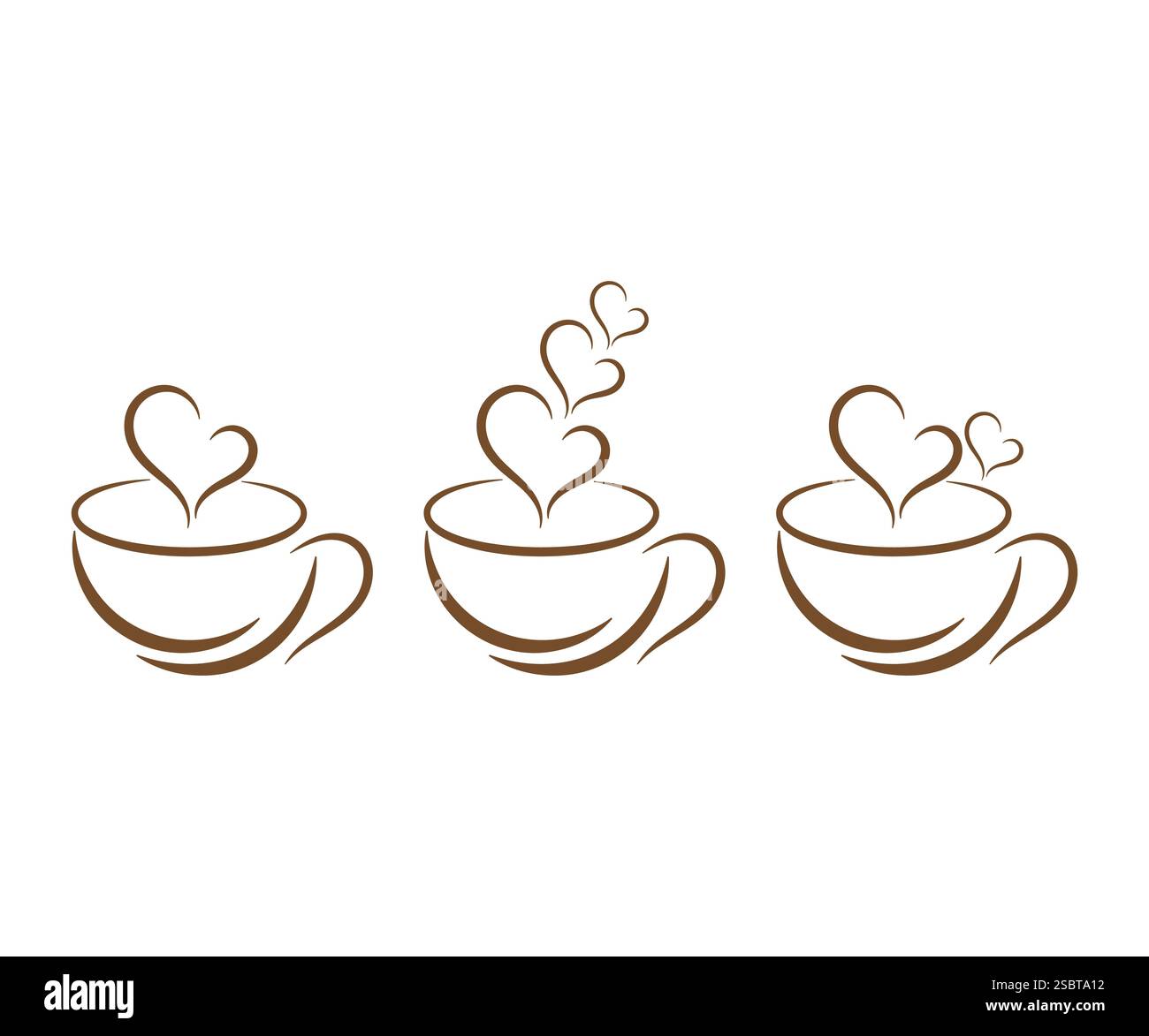 Tasse de café avec design de logo de forme de coeur, ensemble de logo de café, design de logo de café, illustration vectorielle Illustration de Vecteur