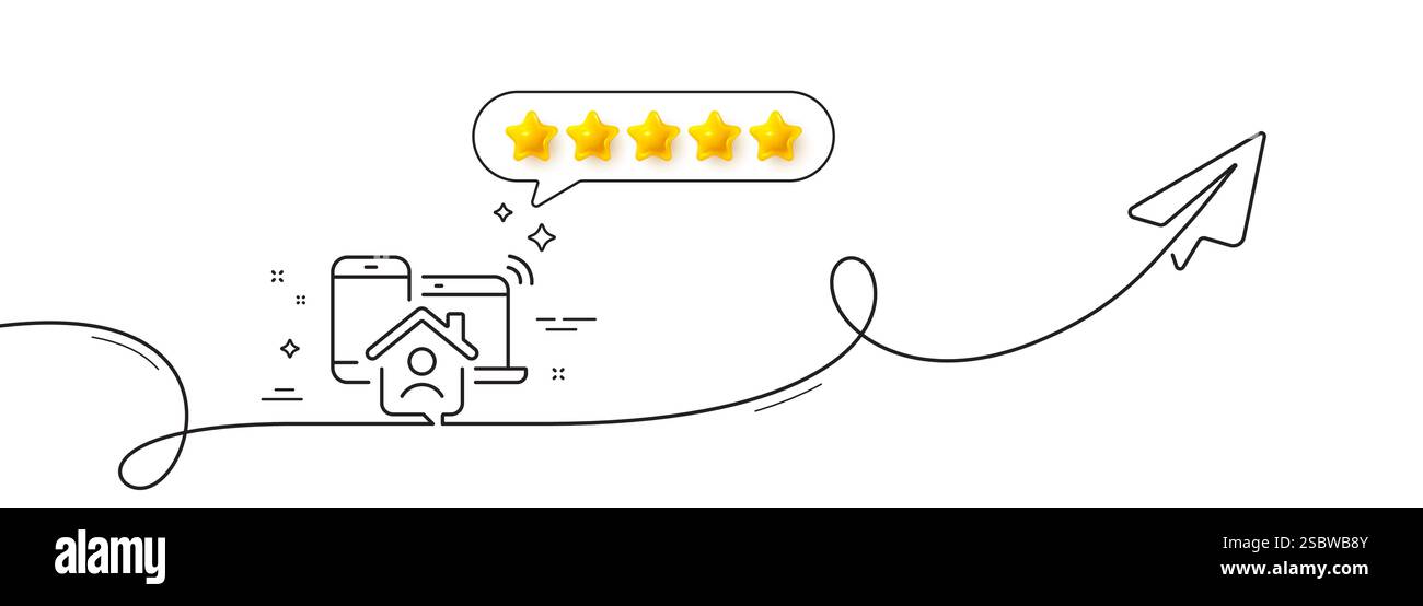 Icône de ligne de travail à domicile. Panneau emploi indépendant. Ligne continue avec plan. Vecteur Illustration de Vecteur