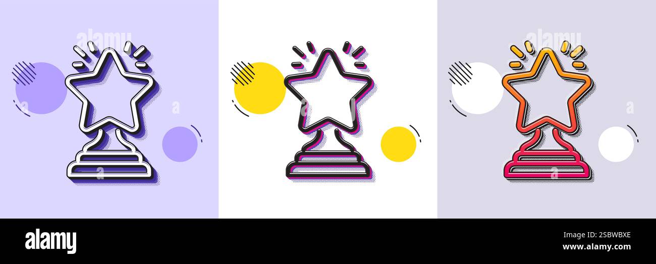 Icône de ligne d'étoile de rang. Récompense de réussite. Motif en pointillés demi-ton. Vecteur Illustration de Vecteur