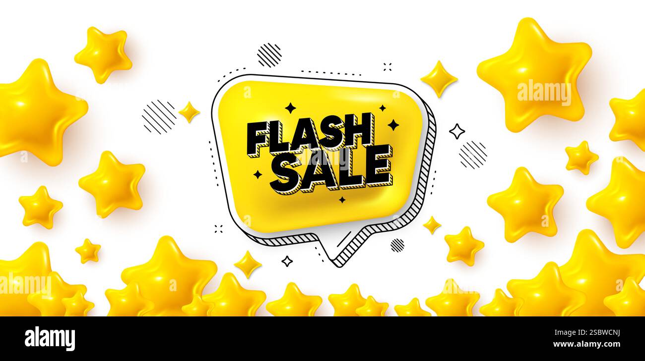 Solde flash bulle 3D. Bannière adhésive à prix réduit. Bannière gagnante avec étoiles 3D. Vecteur Illustration de Vecteur