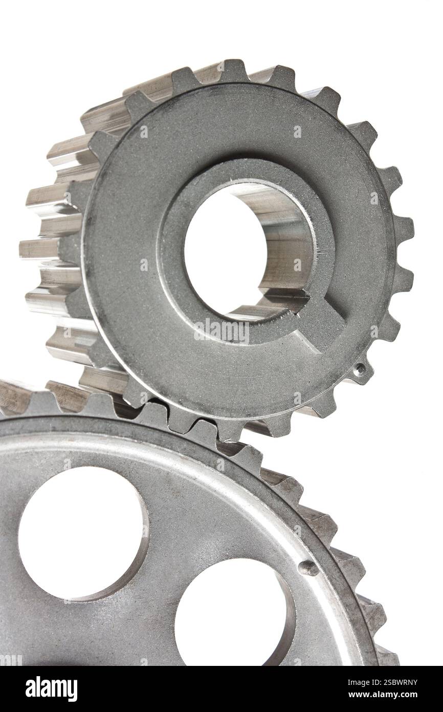 Mécanismes d'engrenages isolé sur fond blanc Banque D'Images