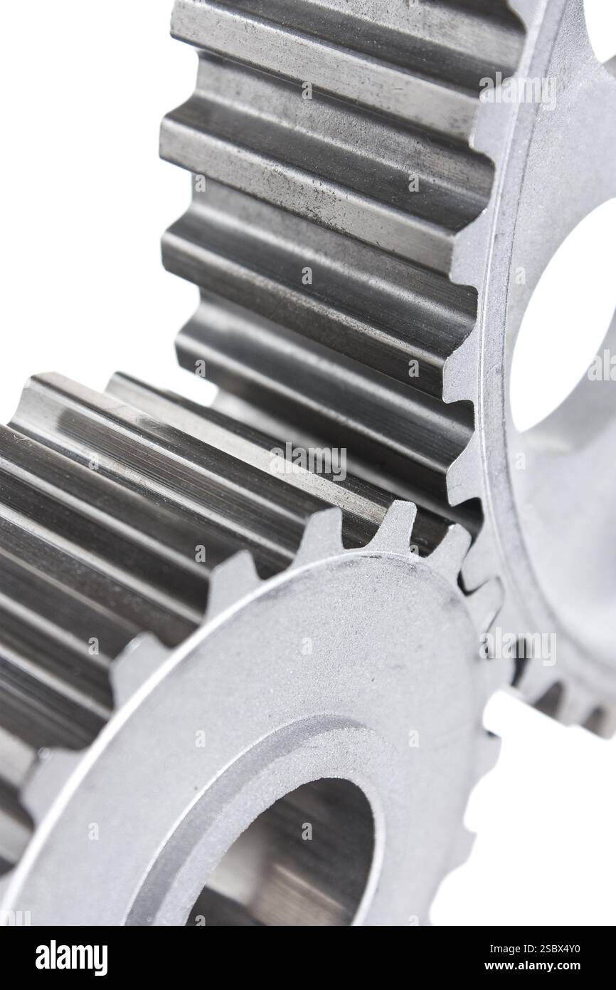 Mécanismes d'engrenages isolé sur fond blanc Banque D'Images
