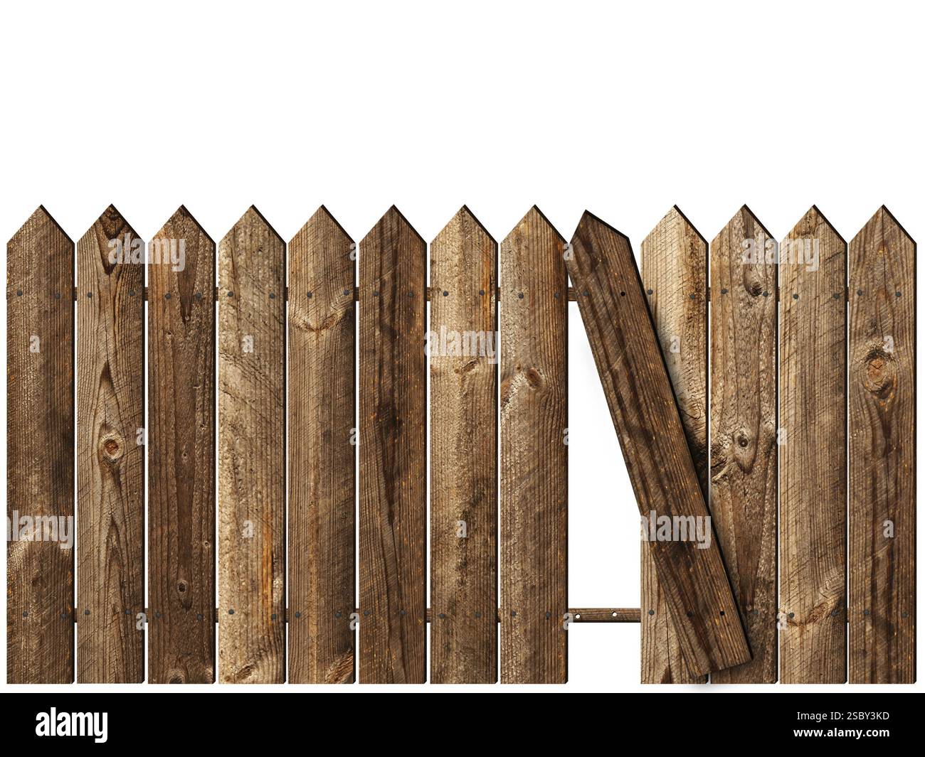 Clôture en bois sur le backgroynd blanc Banque D'Images