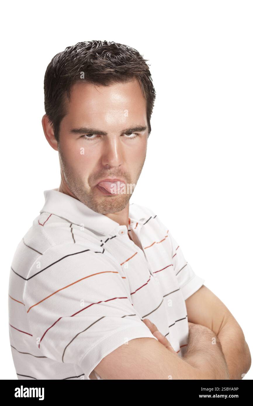 Portrait de jeune homme. Isolé sur blanc Banque D'Images