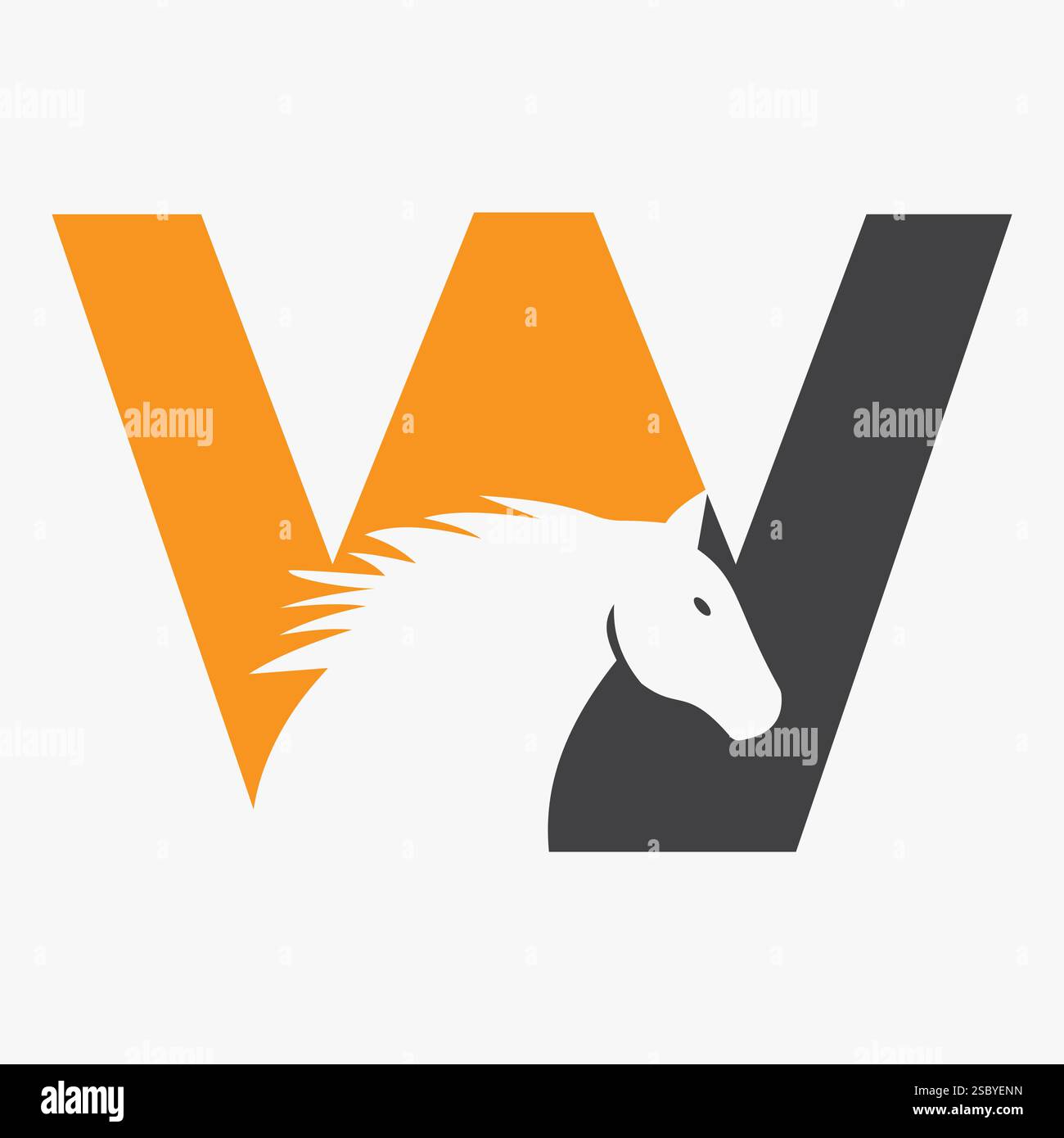 Logo de cheval initial sur la lettre W concept avec symbole de tête de cheval pour le signe de course Illustration de Vecteur