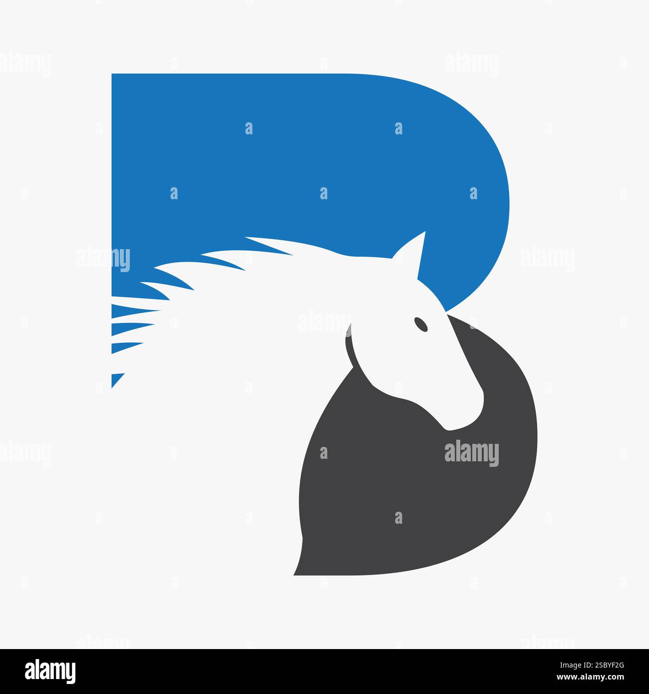 Logo de cheval initial sur la lettre B concept avec symbole de tête de cheval pour le signe de course Illustration de Vecteur