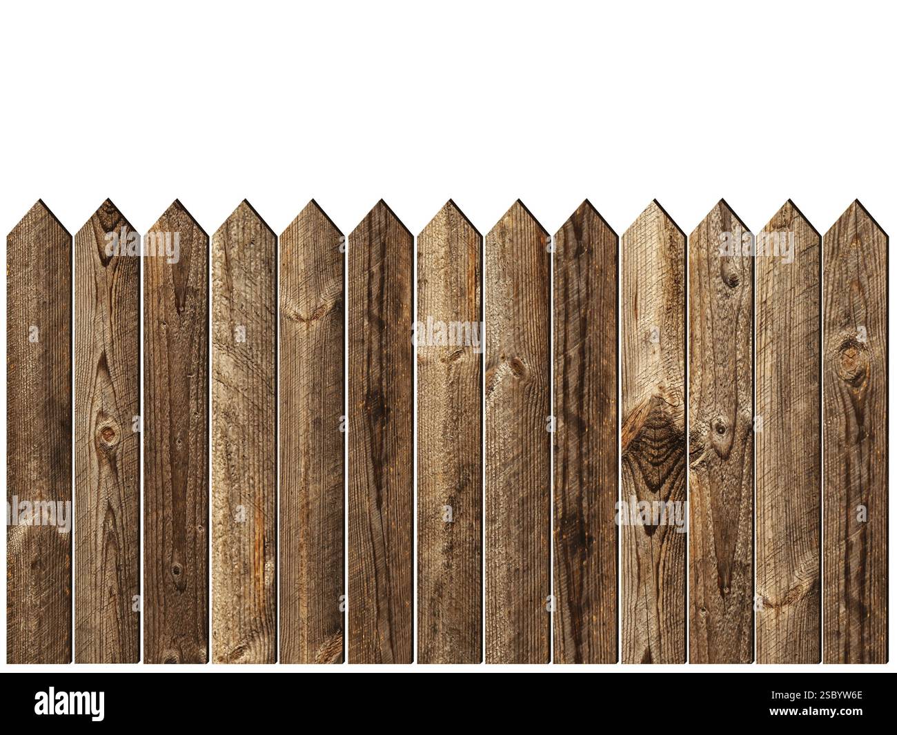 Clôture en bois sur le backgroynd blanc Banque D'Images