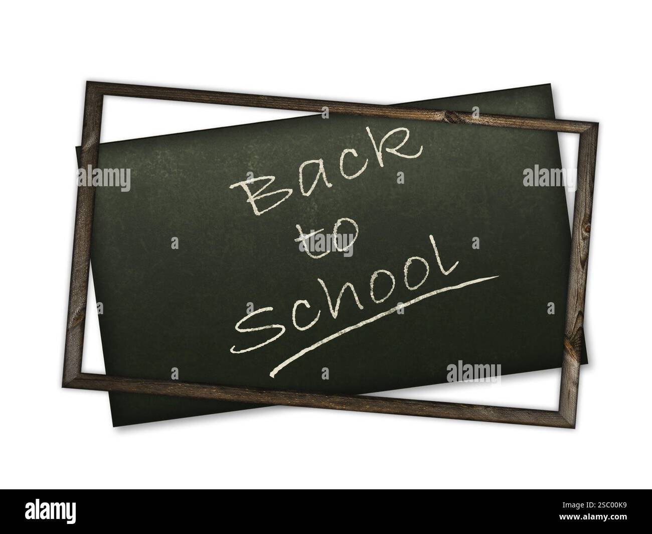 Tableau noir avec inscription de retour à l'école dessus Banque D'Images