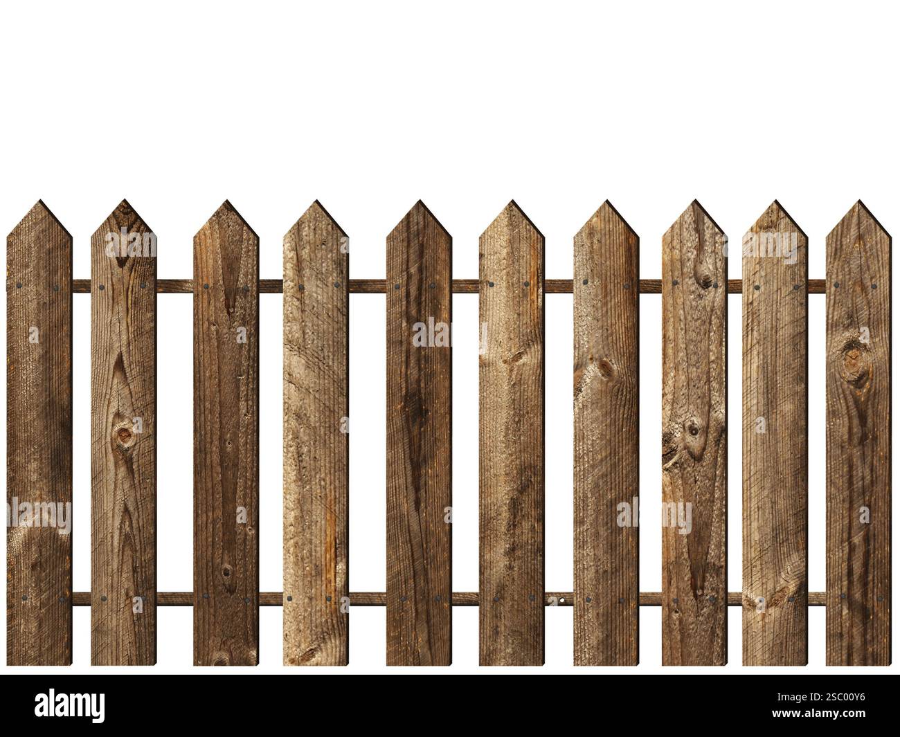 Clôture en bois sur le fond blanc Banque D'Images