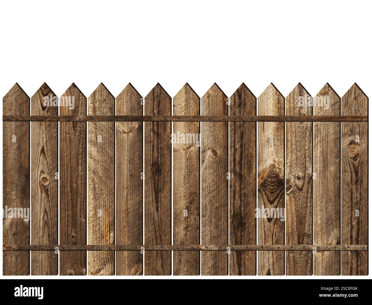 Clôture en bois sur le backgroynd blanc Banque D'Images