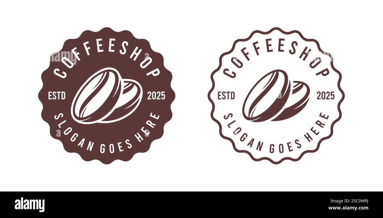 Logo du café. Badge rétro logo de logo de tampon de grains de café design vectoriel. marque de café-restaurant haut de gamme Illustration de Vecteur
