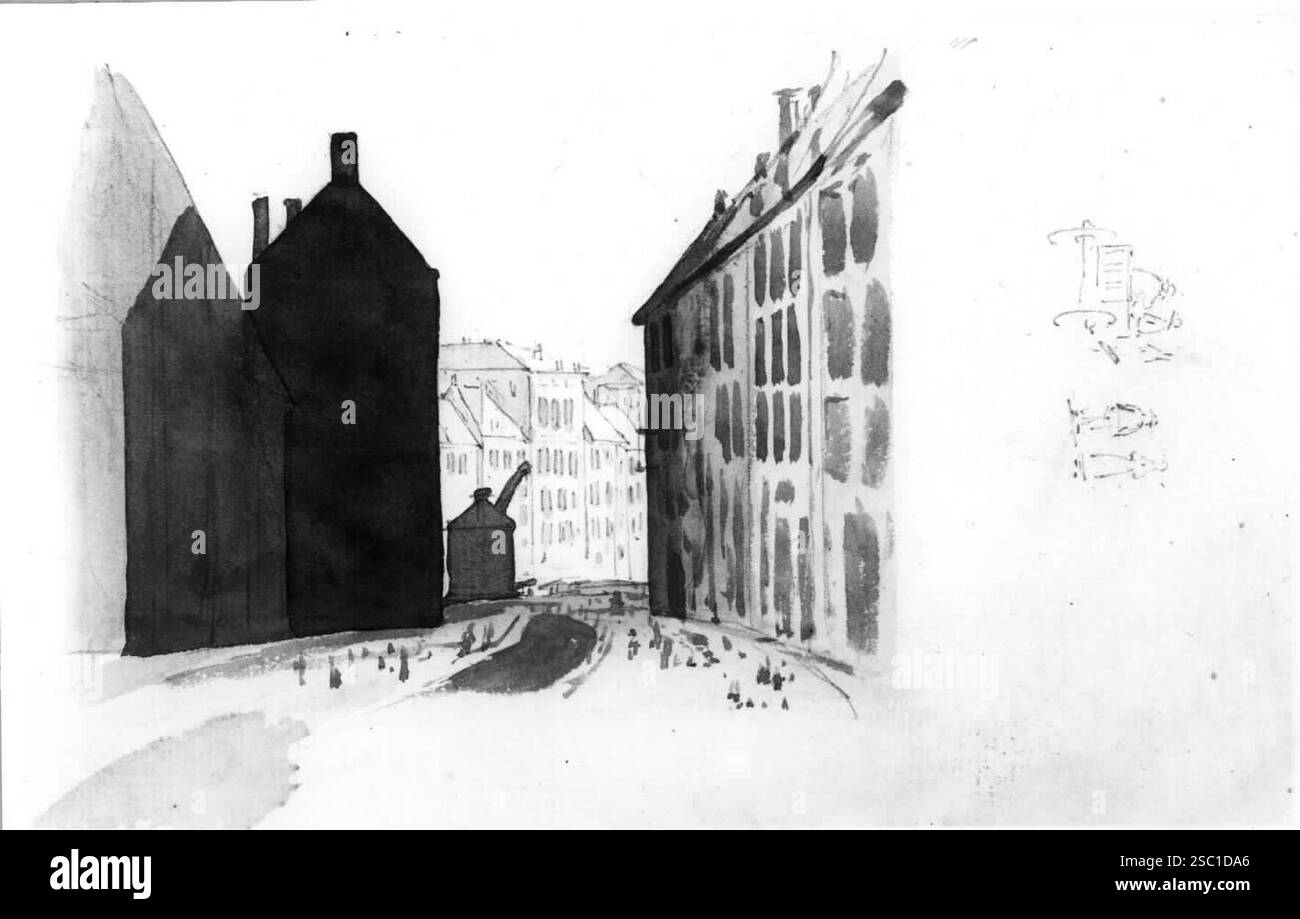 Gezicht vanaf de Ganzenmarkt te Utrecht in de richting van de Oudegracht. Banque D'Images