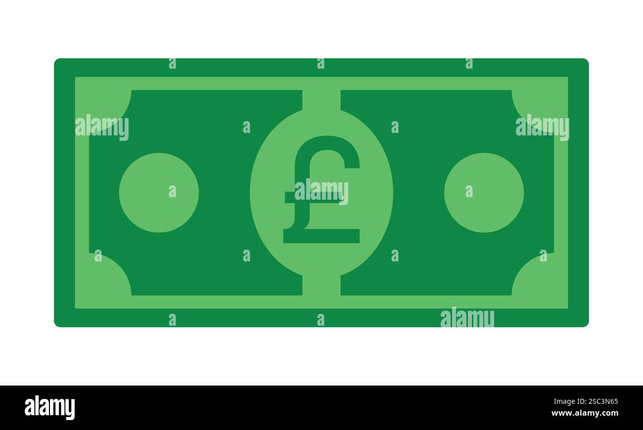 Livre comptant. icône de monnaie royaume-uni avec papier rectangulaire de couleur verte. illustration vectorielle. Illustration de Vecteur