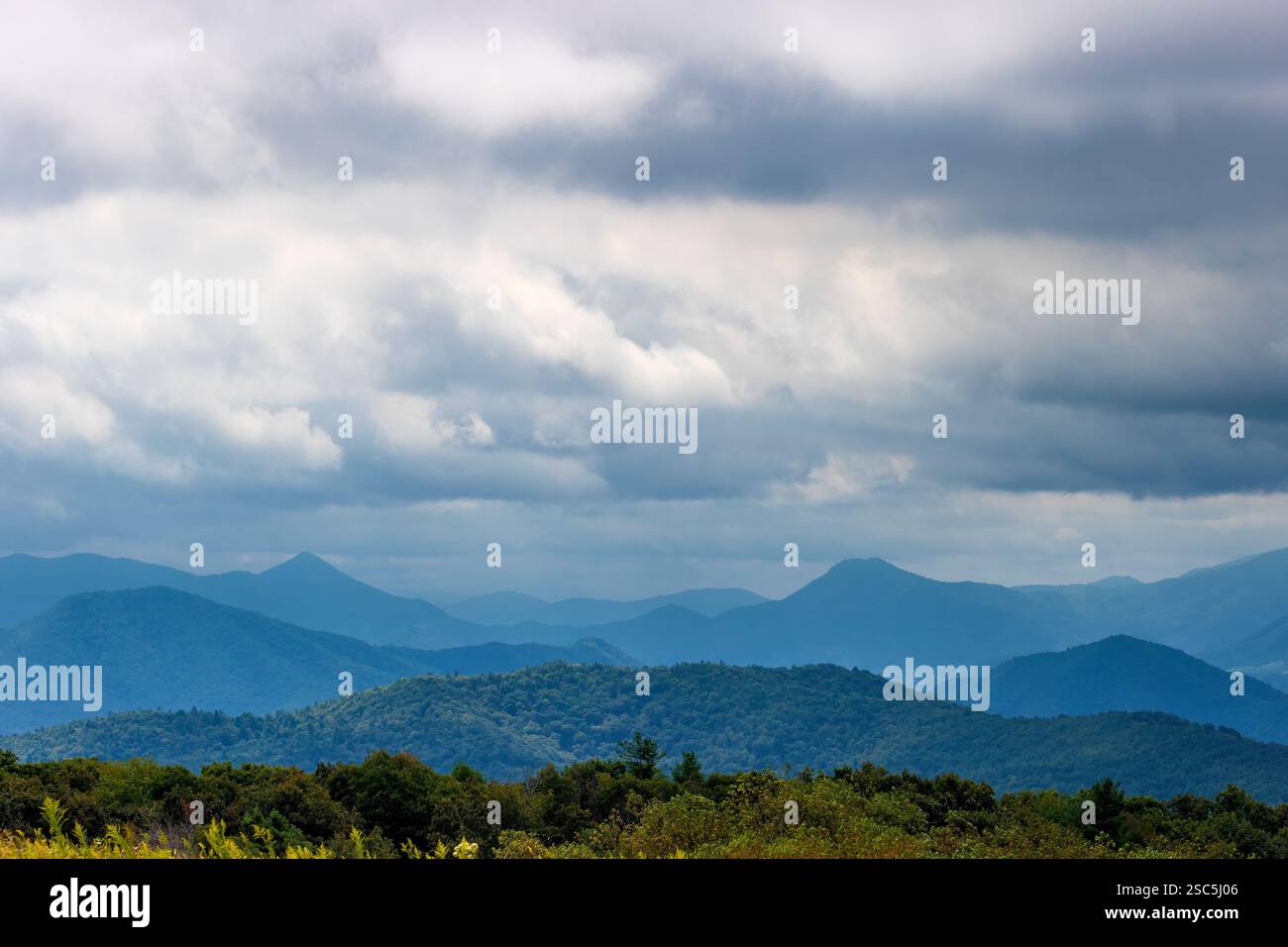 Vue depuis le sommet de la montagne Unaka connu sous le nom de Beauty Spot et où le sentier Appalichain voyage à travers et de nombreux randonneurs s'arrêtent et campent à ce si Banque D'Images