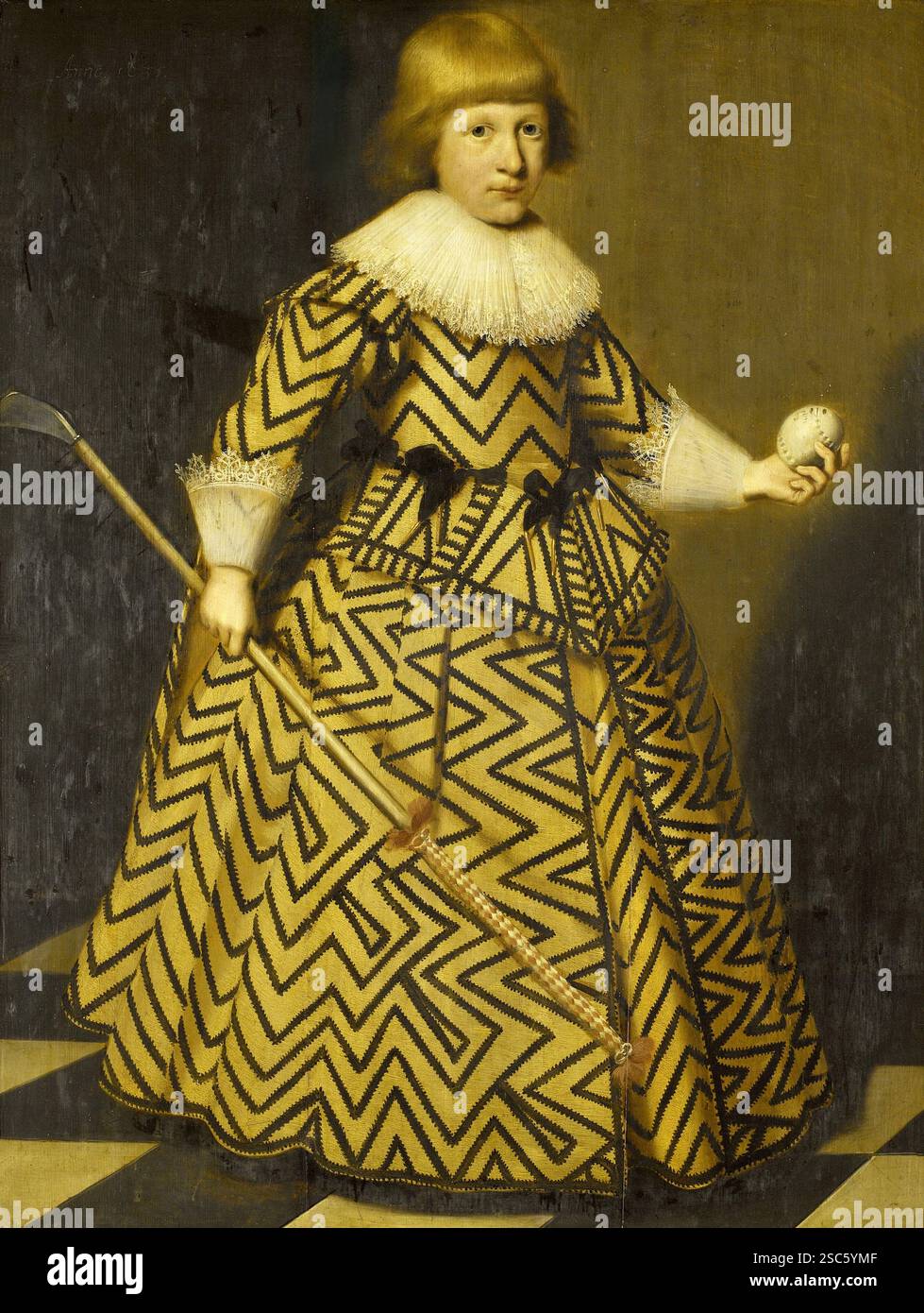 Wybrand de Geest - Portrait d'un garçon avec un Kolf Club - 1631 Banque D'Images Wybrand de Geest - Portrait d'un garçon avec un Kolf Club - 1631 Banque D'Images