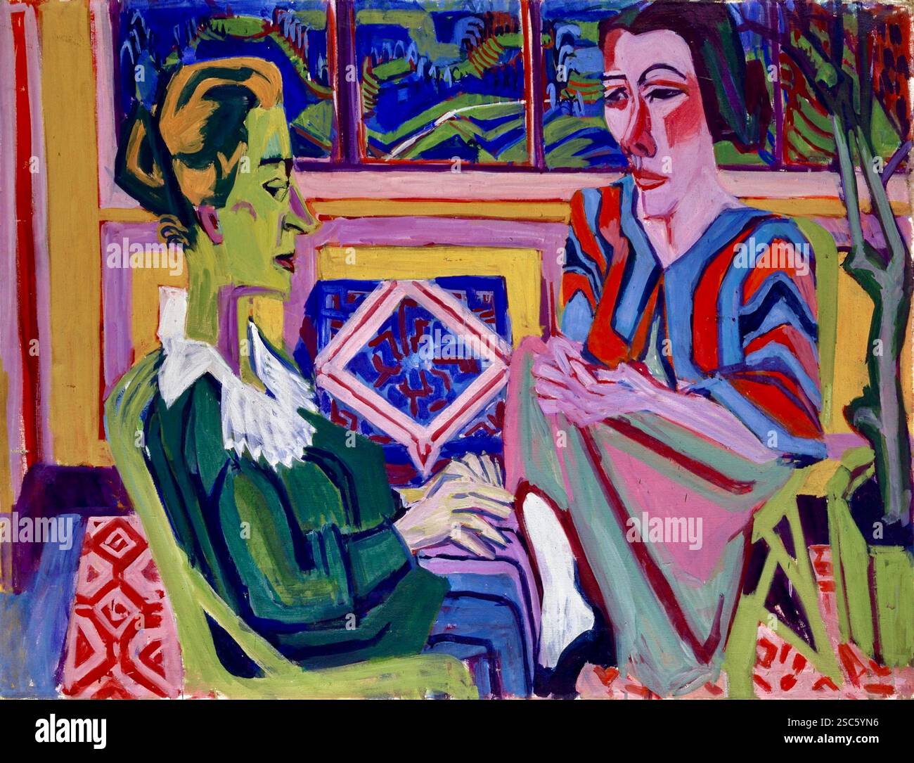 Albert Muller - femme et fille - 1924 Banque D'Images