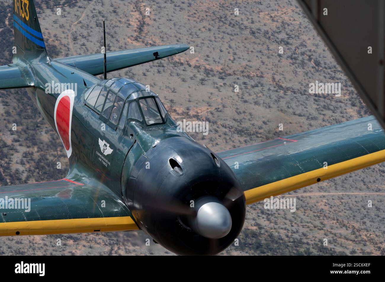 Un A6M3 Zero de la Commemorative Air Force survole le sud de l'Arizona, le 23 mars 2023. Les A6M3 étaient un chasseur à longue portée, capable de transporter des porteurs, piloté par th Banque D'Images
