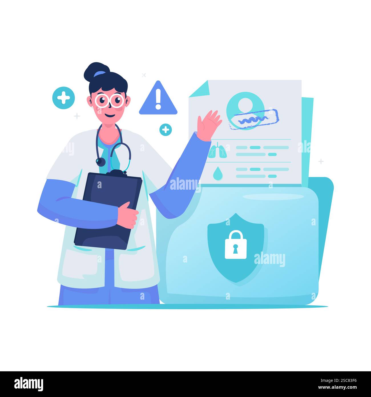 Le médecin conserve l'illustration vectorielle de confidentialité des données des documents patient Illustration de Vecteur Le médecin conserve l'illustration vectorielle de confidentialité des données des documents patient Illustration de Vecteur