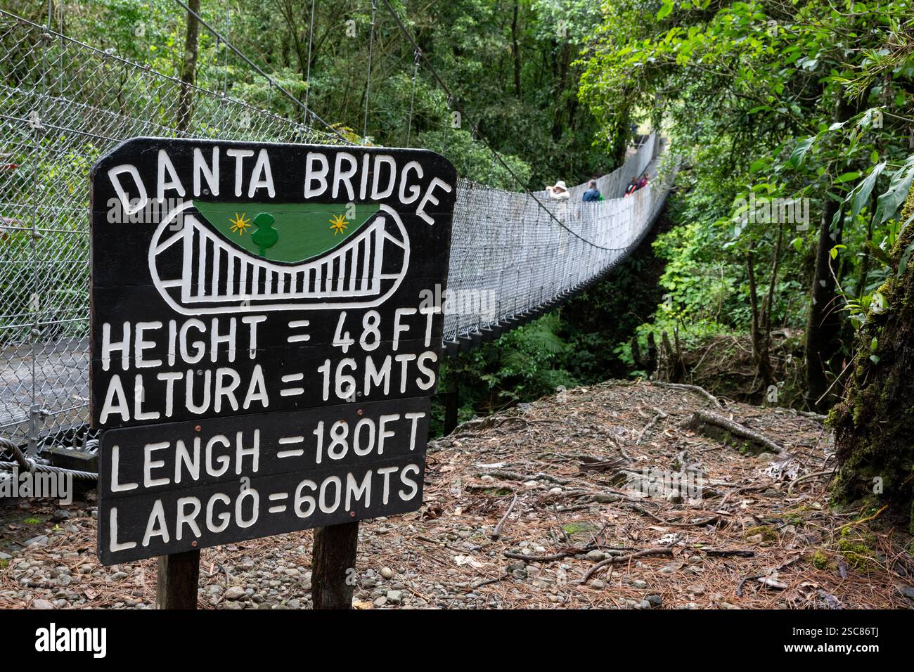 Costa Rica, Arenal. Arenal Observatory Lodge. Pont de Danta. Banque D'Images