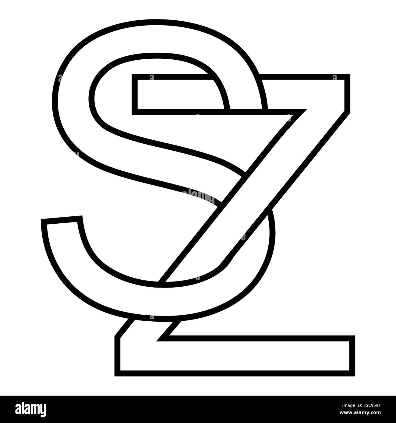 Signe logo SZ zs icône lettres doubles logotype z s Illustration de Vecteur