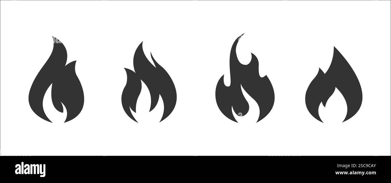 Ensemble de vecteur d'icône de feu. Symbole de flamme de feu. Collection Flame Icon Illustration de Vecteur