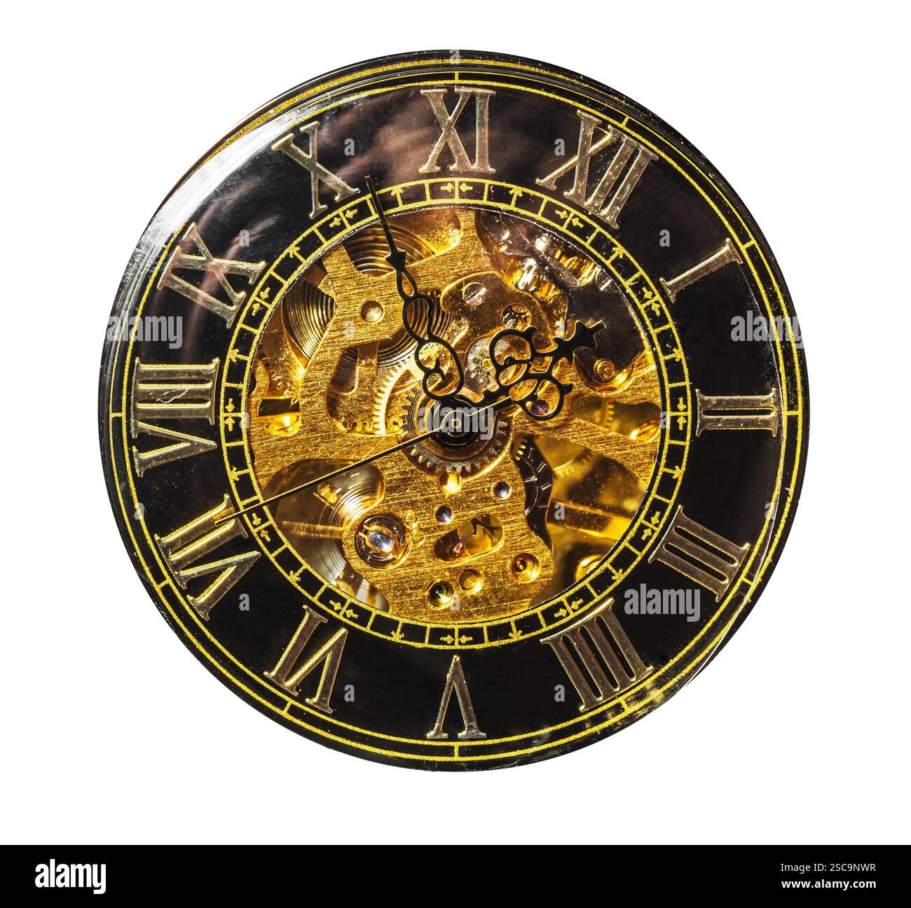 montre de poche vintage à cadran isolé sur fond blanc Banque D'Images