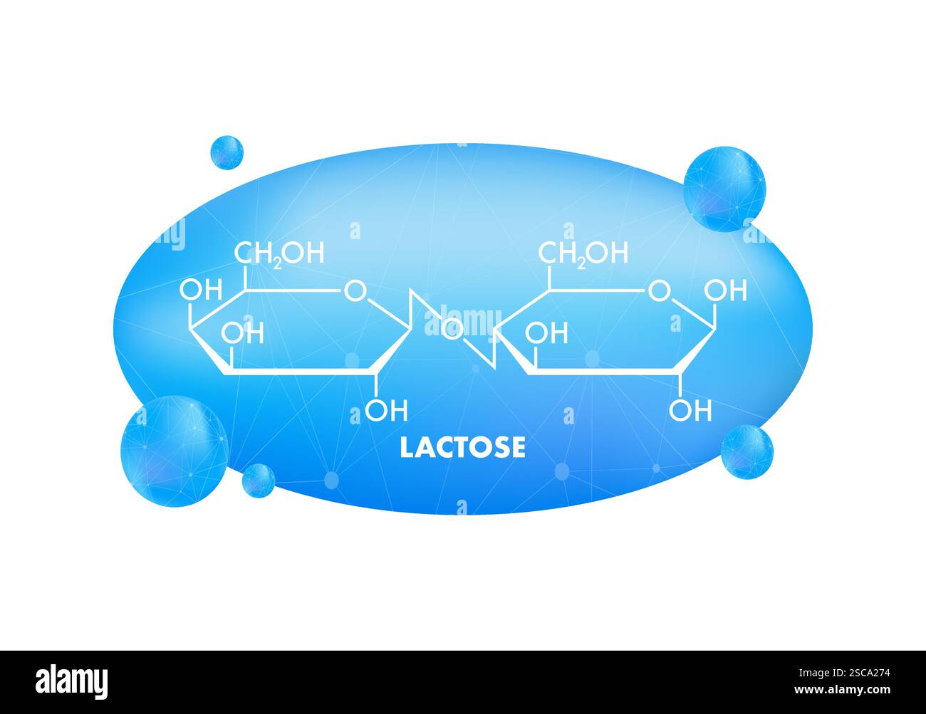 Formule lactose avec structure moléculaire sur fond bleu Illustration de Vecteur