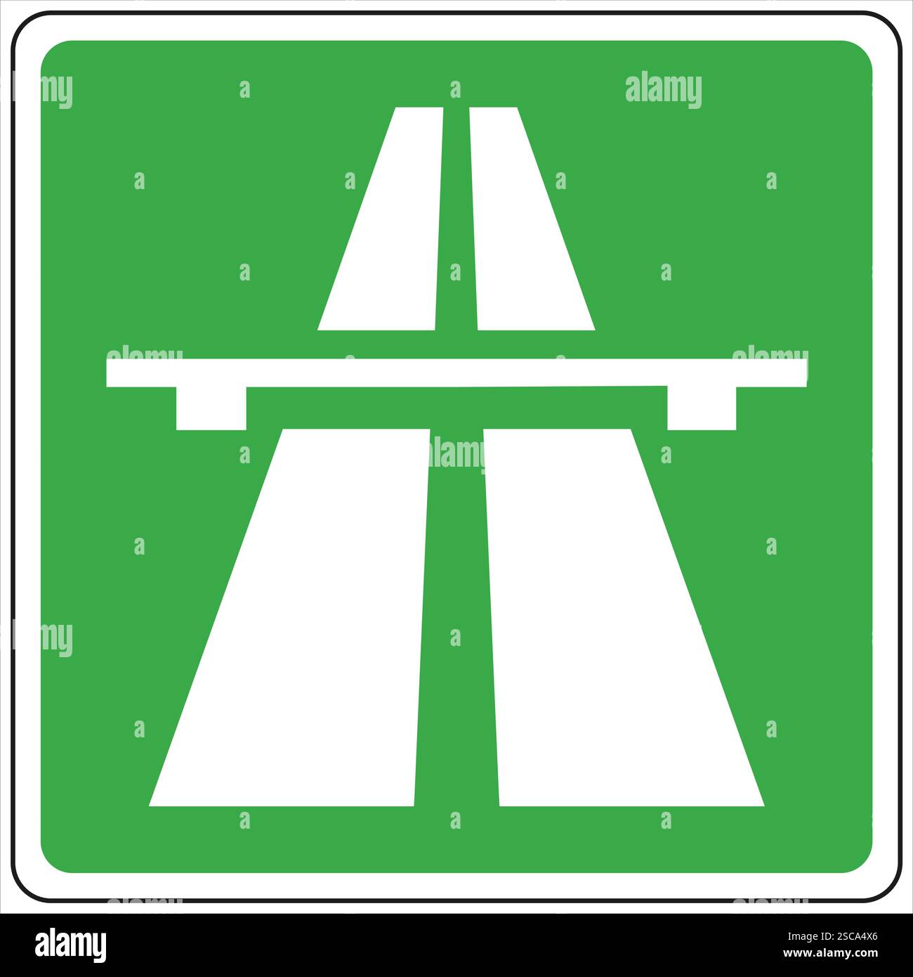 Panneau vert indiquant le début d'une autoroute à accès contrôlé Illustration de Vecteur