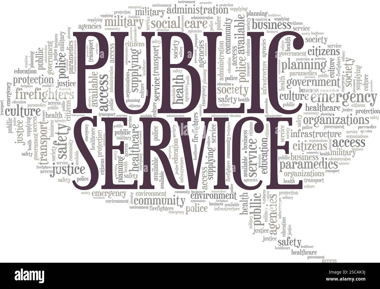 Conception conceptuelle de nuage de mots de service public isolé sur fond blanc. Illustration de Vecteur