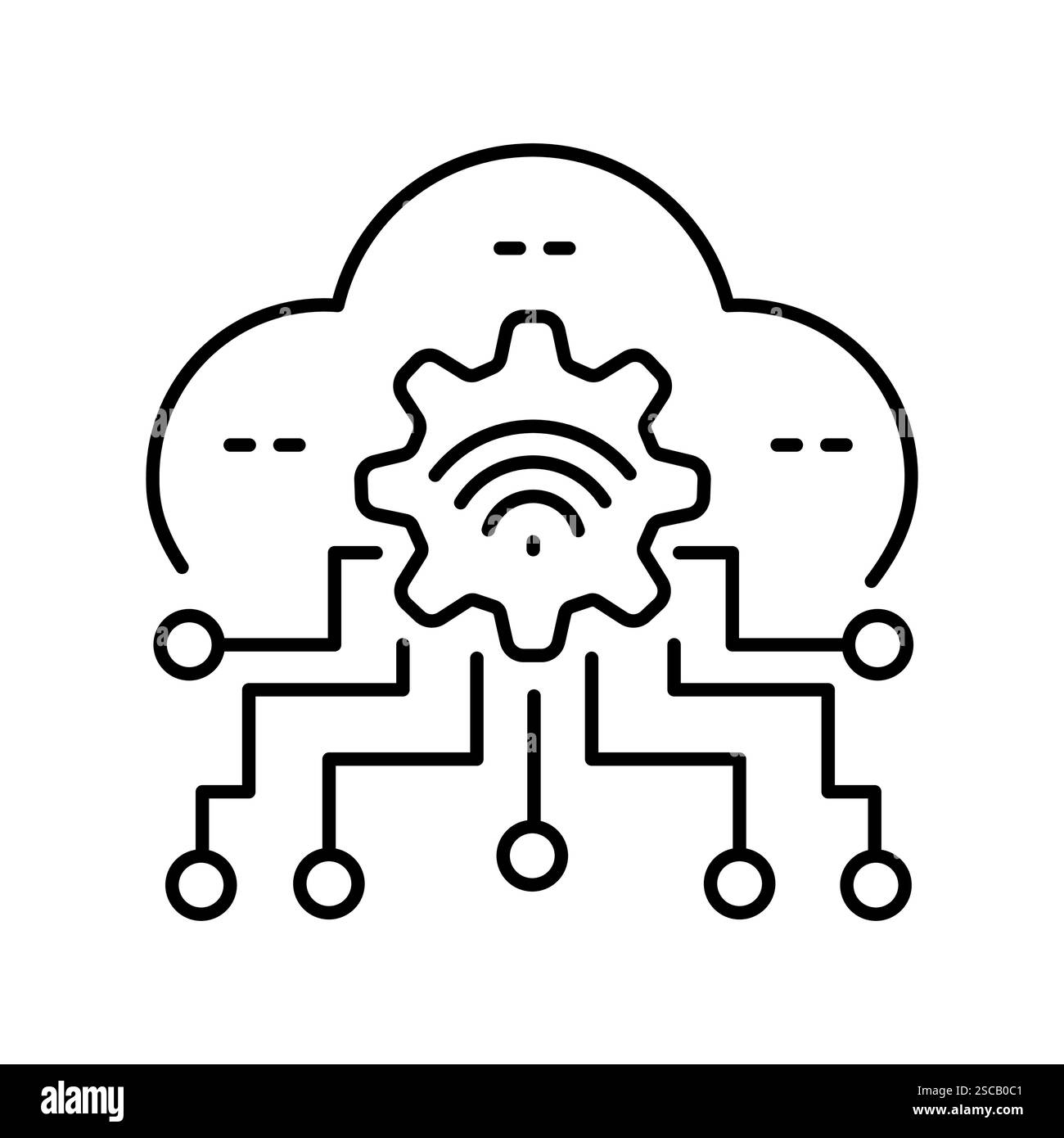 Icône de ligne noire Cloud Computing. Elément isolé par vecteur. Contour modifiable. Illustration de Vecteur
