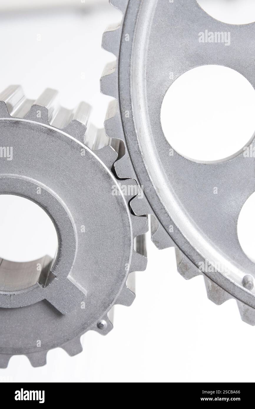 Mécanismes d'engrenages isolé sur fond blanc Banque D'Images