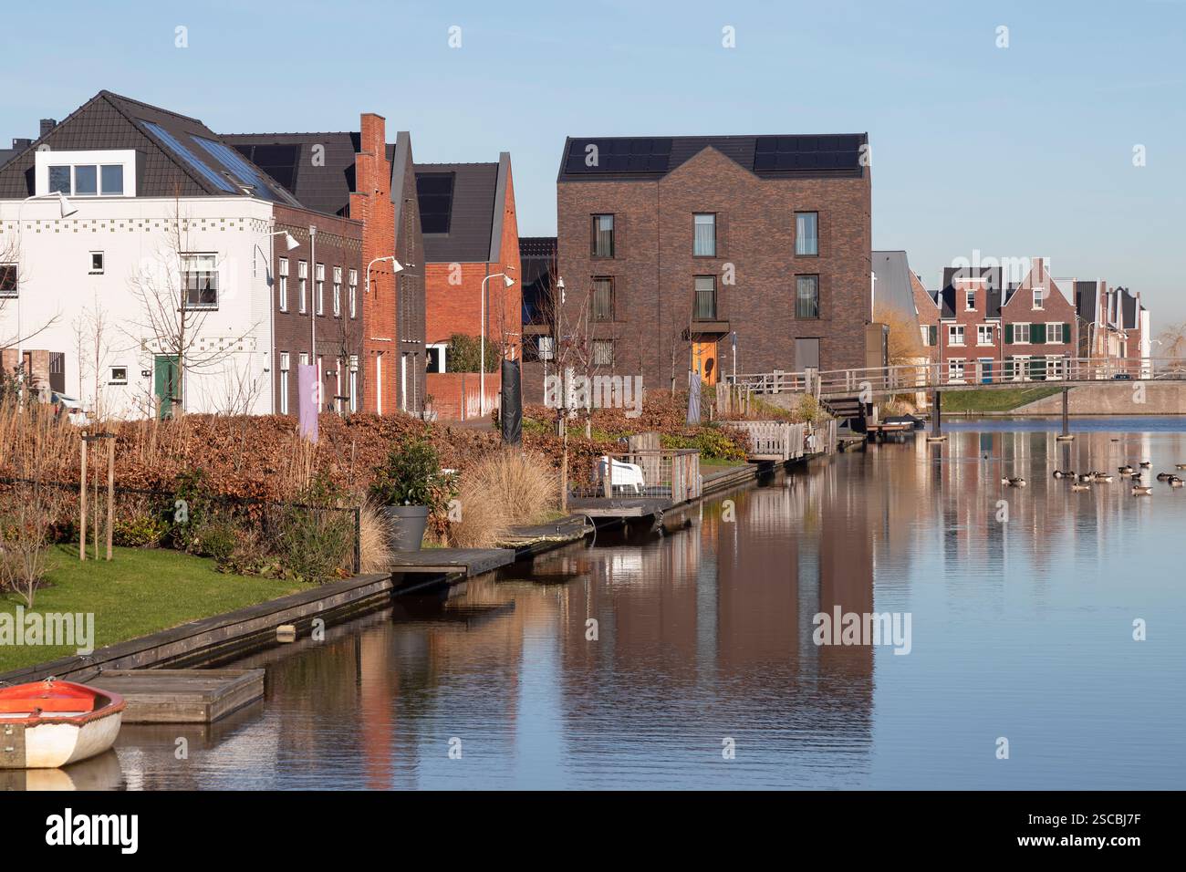 Nouveaux bâtiments résidentiels modernes dans le quartier de Vathorst à Amersfoort. Banque D'Images