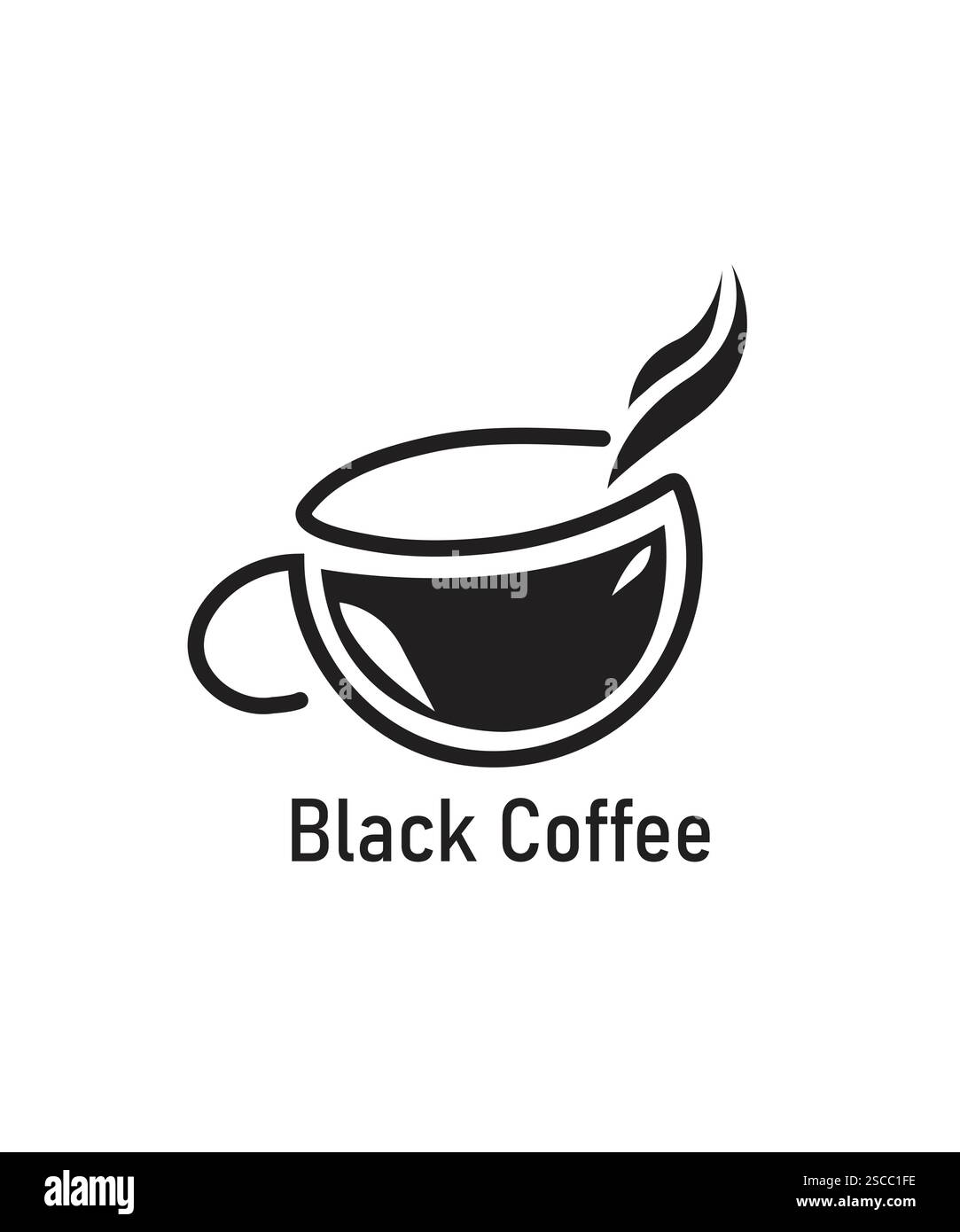 logo de tasse à café noir, logo de café noir avec vapeur, logo de tasse à café noir abstrait Illustration de Vecteur